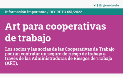 ART PARA COOPERATIVAS DE TRABAJO (Decreto 651/2022)